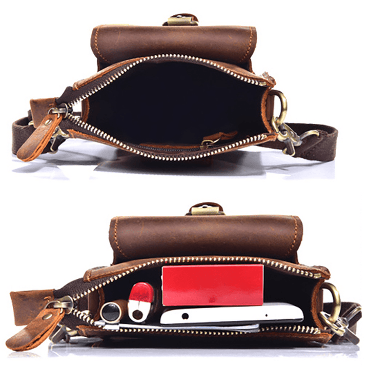 Men Genuine Leather One-Shoulder Bag Vintage Causal Bag - MRSLM