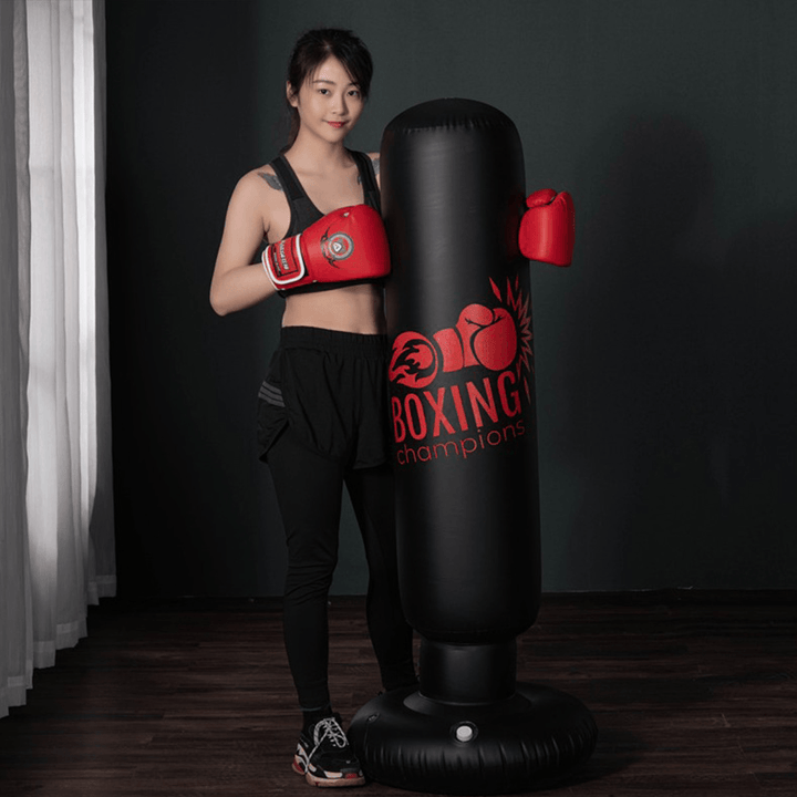 Inflatable Boxing Bag Boxing Pillar Punching Bag PVC Thickening Home Fitness Inflatable Punching Bag for Children Adult - MRSLM