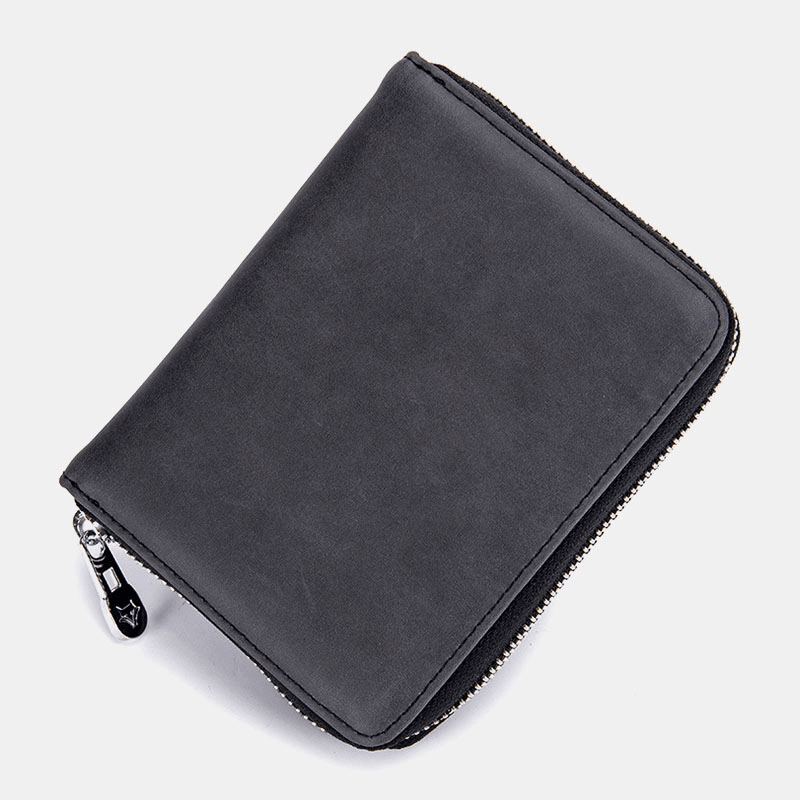 Women Genuine Leather RFID Anti-Theft Organ Design Milti-Card Slot Card Bag Card Holder Wallet - MRSLM