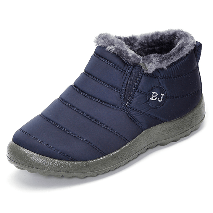 LOSTISY BJ Shoes Warm Wool Lining Flat Ankle Snow Boots for Women - MRSLM