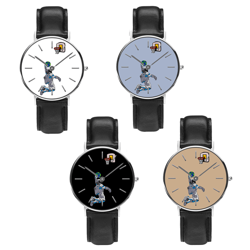 Casual Style Men Watch Cartoon Astronaut & Earth Print PU Leather Strap Clock Quartz Watches - MRSLM