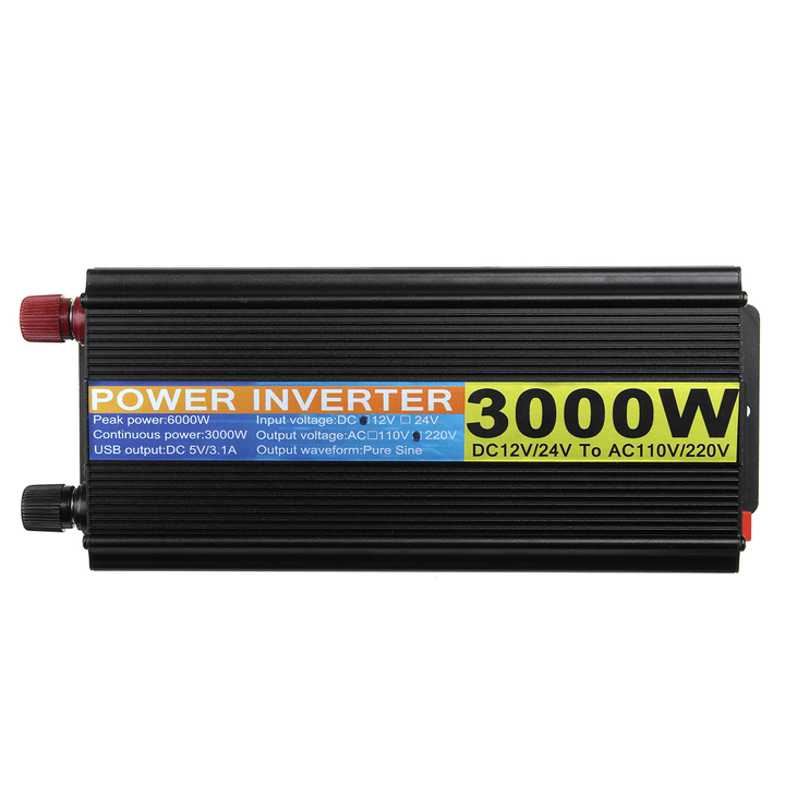 3000W 12V-220~240V Car Power Inverter LCD Display Converters Adapter Charger Modified Pure Sine Wave for Home - MRSLM