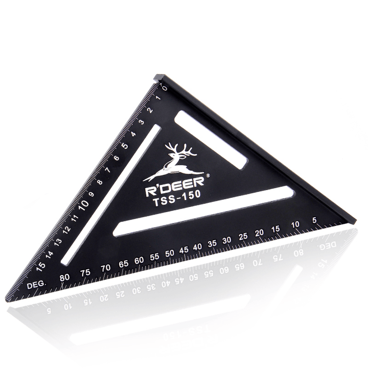 RDEER 150Mm Angle Ruler Aluminun Alloy Triangle Ruler for DIY Home Builders Artists Woodworking Measuring Tools - MRSLM