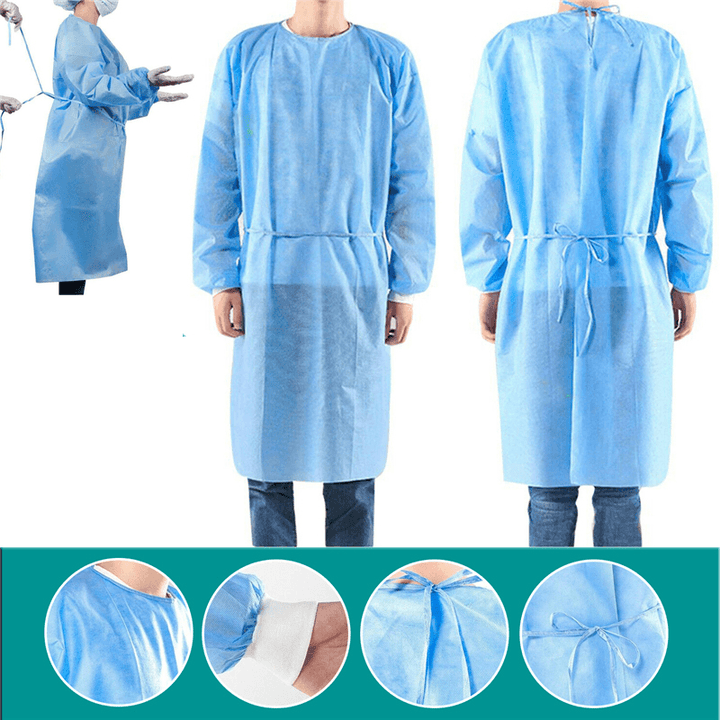 140Cm Disposable Bandage Coveralls Gown Dust-Proof Isolation Clothes Labour Suit Non-Woven Security Protection Clothing - MRSLM