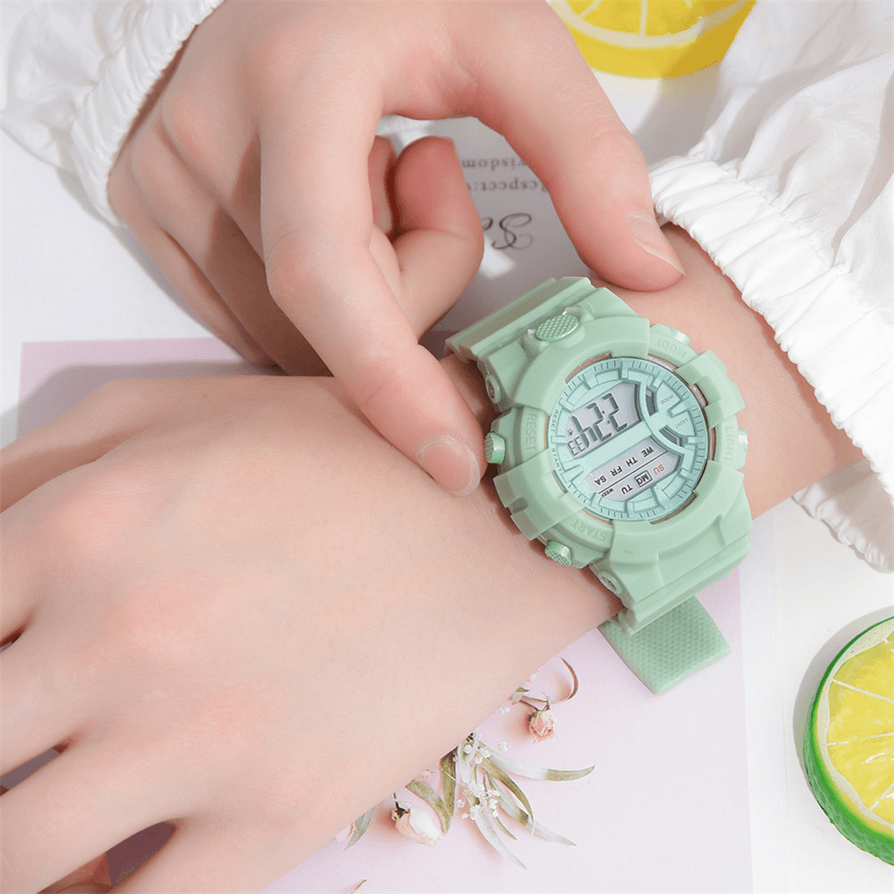 HONHX 592 Fashion Casual Time Week Display Silicone Strap LED Digital Watch Women Watch - MRSLM