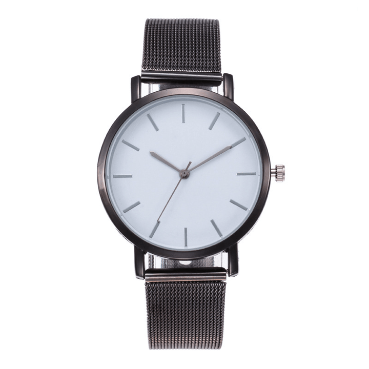 Casual Business Women Watch Full Alloy Case Mesh Band No Number Dial Quartz Watch - MRSLM