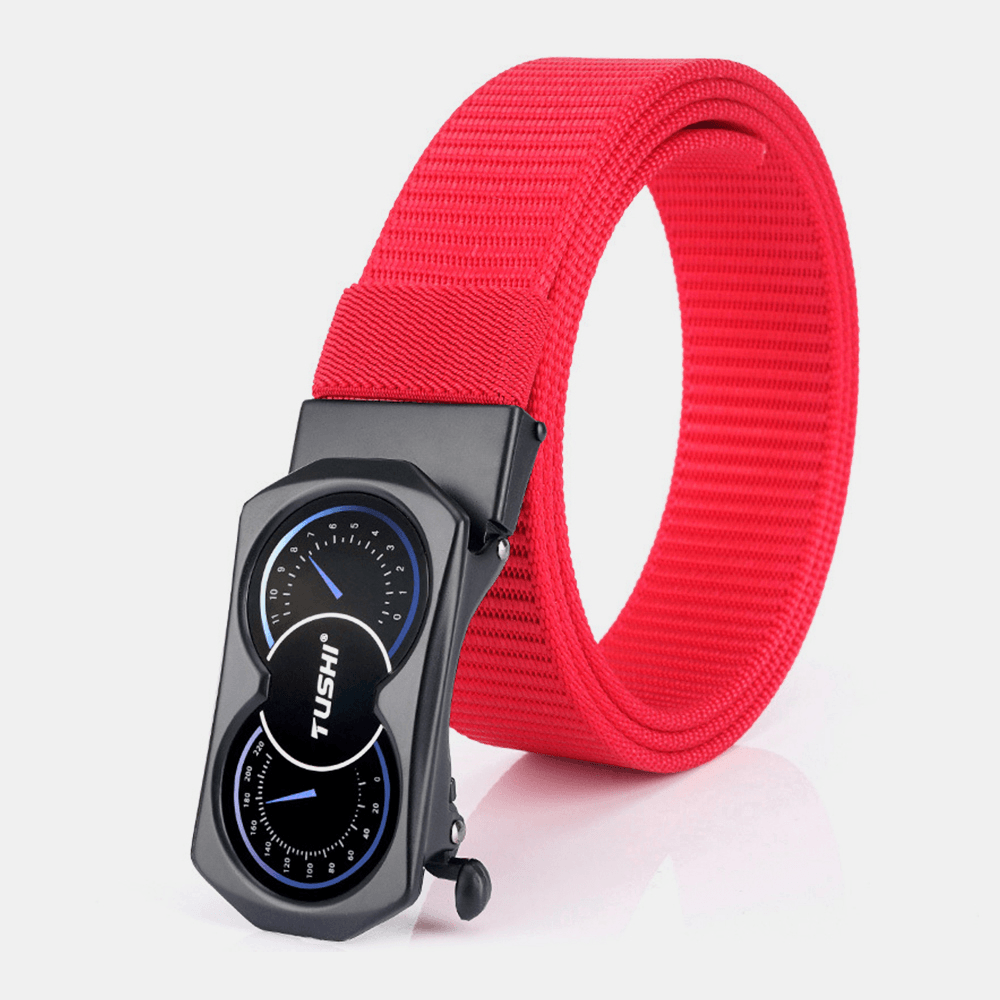 Men Woven Nylon 120Cm Car Pattern Automatic Buckle Wear-Resistant Breathable Business Casual Belts - MRSLM