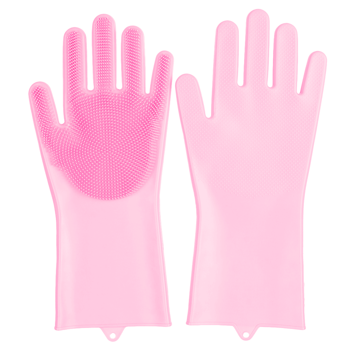 2 Pcs Magic Scrubber Silicone Gloves Pet Kitchen Dishwashing Cleaning Product - MRSLM