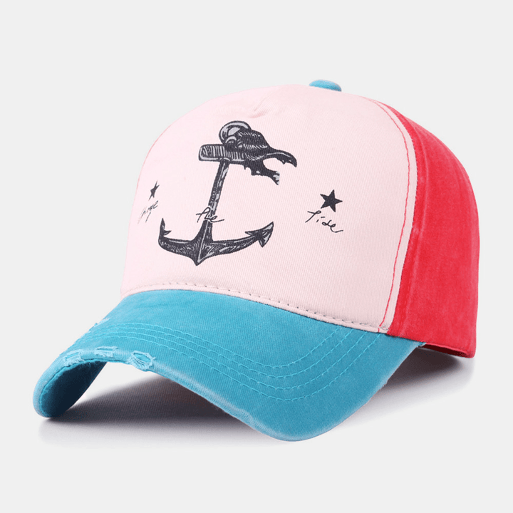 Unisex Make-Old Pirate Ship Anchor Pattern Ivy Cap Outdoor Suncreen Baseball Hats Stretch Fit Cap - MRSLM