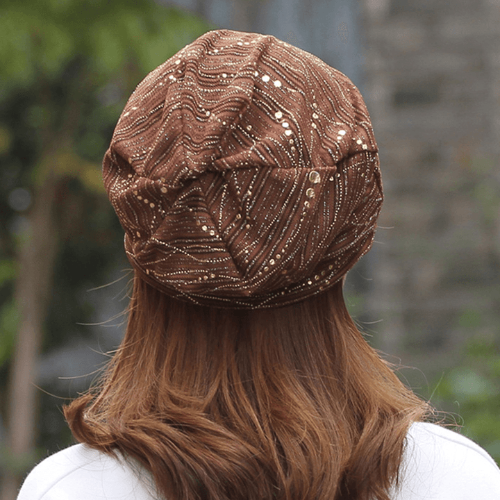 Women Ethnic Cotton Breathable Beanie Cap Fashion Print Brimless Cap - MRSLM