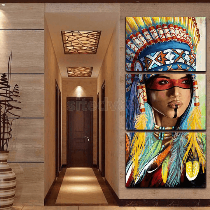 Triptych Modern Decorative Inkjet Indian Head Decorative Painting Canvas Prints Painting for Home Art Decor Wall Picture - MRSLM