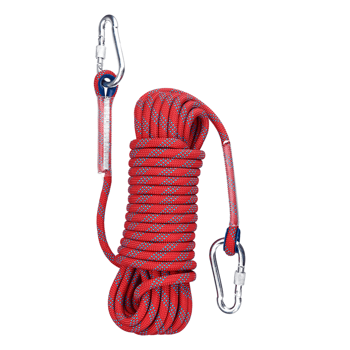 30Mx10Mm Double Buckle Professional Rock Climbing Rope Outdoor Sports Survival Downhill Safety Rope - MRSLM