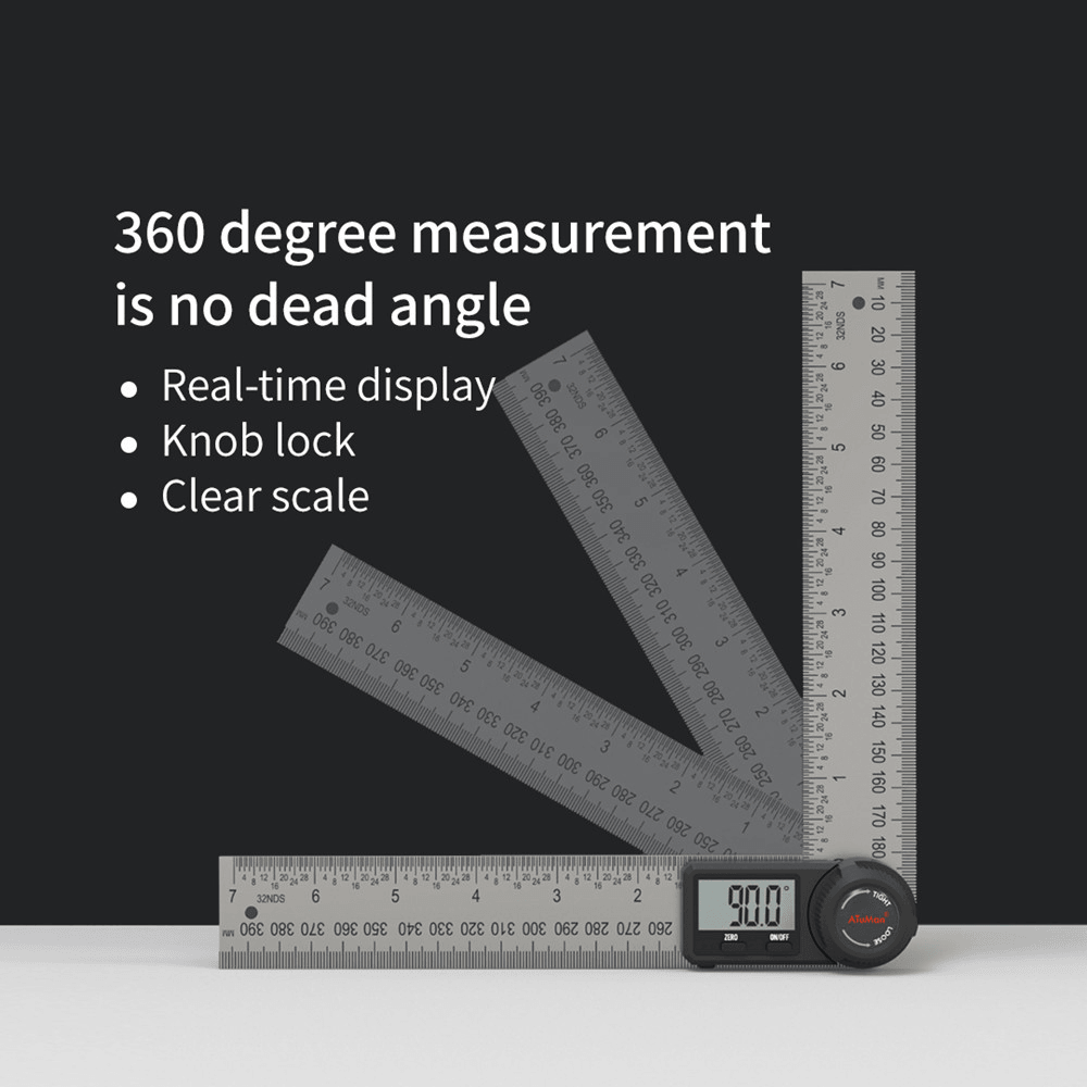 DUKA AR-1 Multifunctional Digital Protractor Angle Ruler 360 Degree Goniometer Inclinometer Angle Finder Meter Stainless Steel - MRSLM