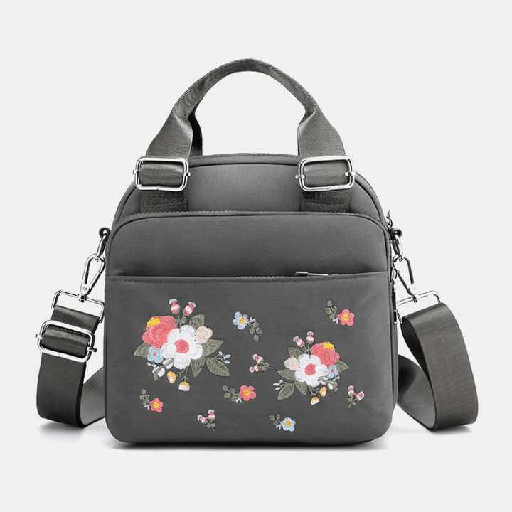 Women Light Weight Waterproof Flower Embroidered Crossbody Bag Shoulder Bag - MRSLM