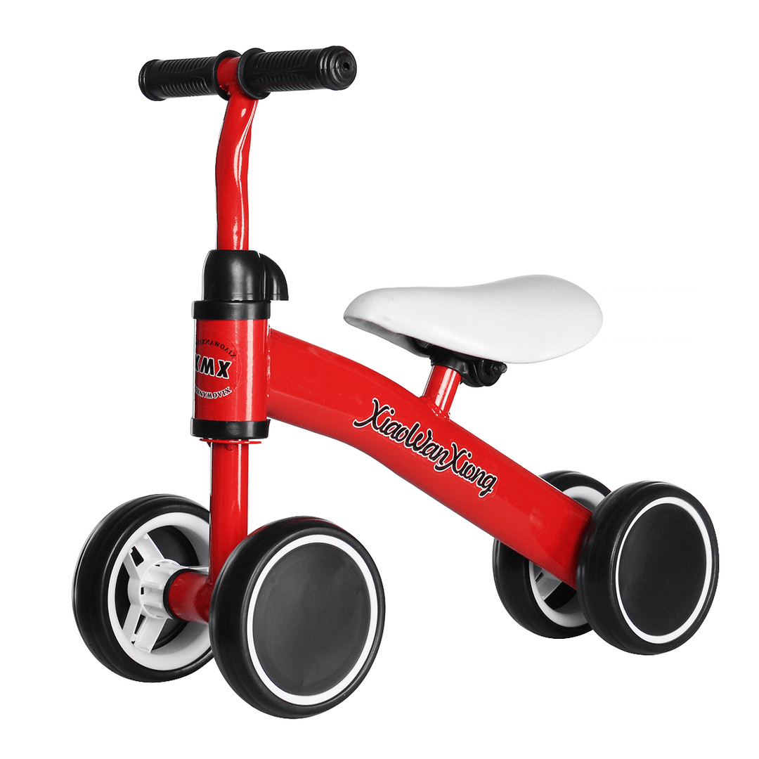 12 Inch 4 Wheels Kids No Pedal Balance Bikes for Aged 1-3 Toddler Children Bicycle with Non-Pneumatic EVA Tires Blance Training - MRSLM