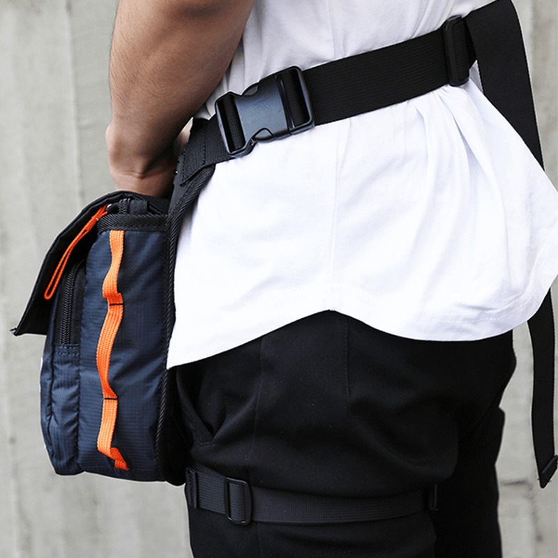 Men Women Nylon Drop Leg Bag Motorcycle Riding Sport Belt Waist Fanny Pack Crossbody Shoulder Bag - MRSLM