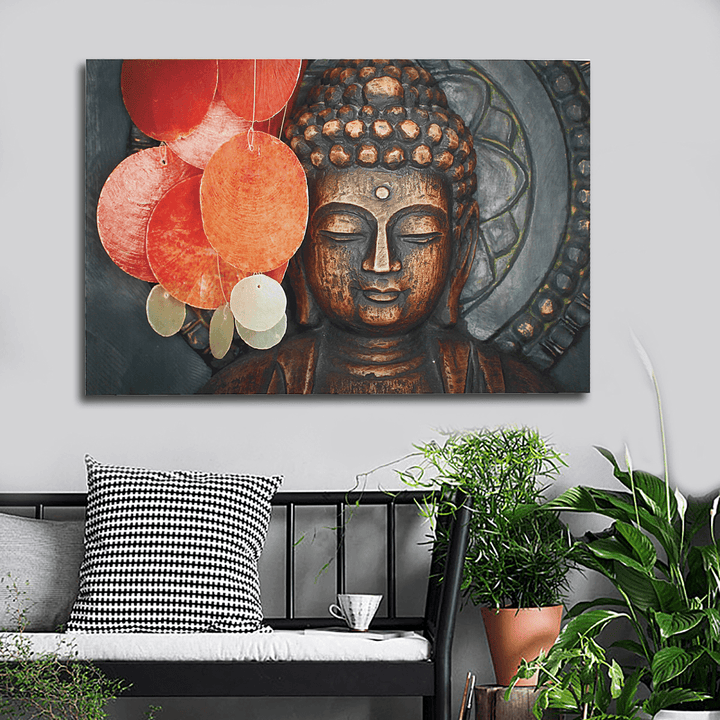 HD Statue Meditation Painting Print on Cambric Home Room Wall Sticker Art Decor - MRSLM