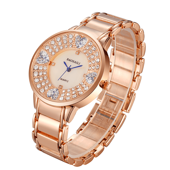 BAOSAILI BSL1036 Shining Ladies Wrist Watch Heart Imitation Diamond Quartz Watch - MRSLM