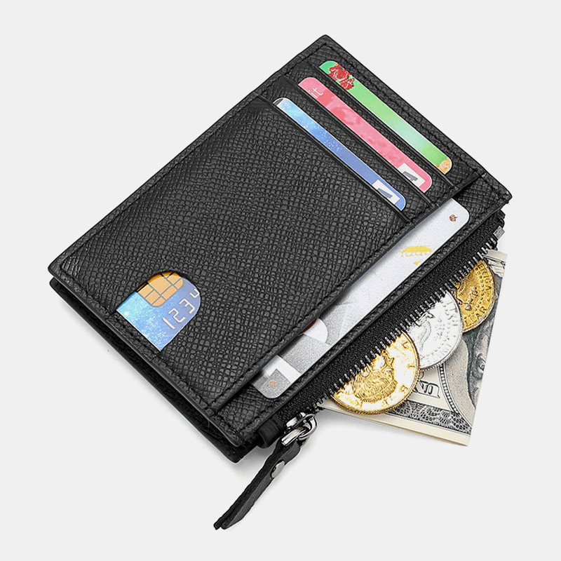 Men Genuine Leather RFID Anti-Theft Ultra-Thin Card Case Card Holder Wallet - MRSLM