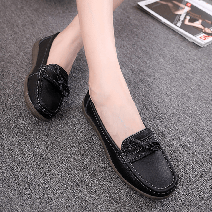 Women Flat Slip on Casual Soft Outdoor round Toe Flat Loafers Shoes - MRSLM