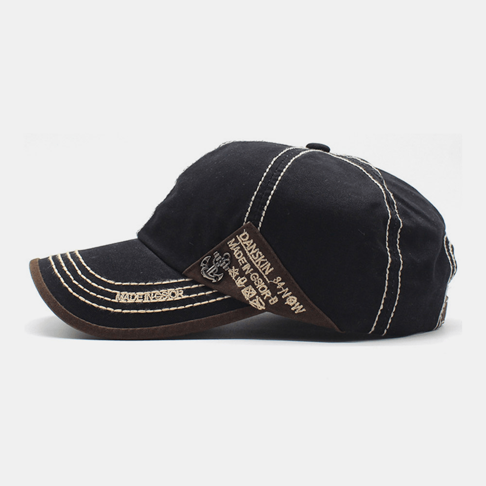 Unisex Metal Boat Anchor Baseball Hats Letter Embroidery Outdoor Suncreen Ivy Cap Stretch Fit Cap - MRSLM