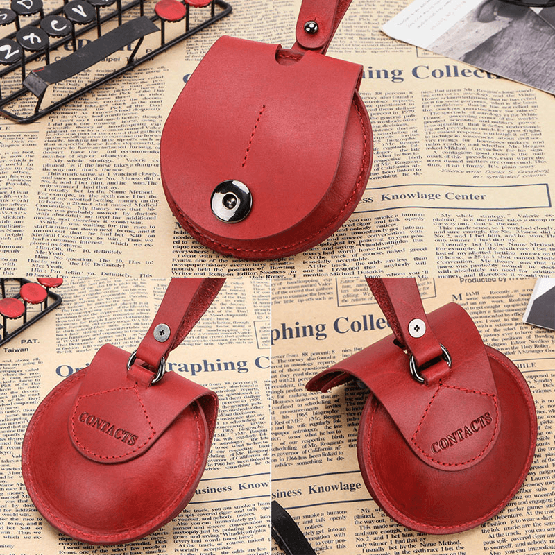 Women Men Genuine Leather Earphone Case Coin Purse - MRSLM