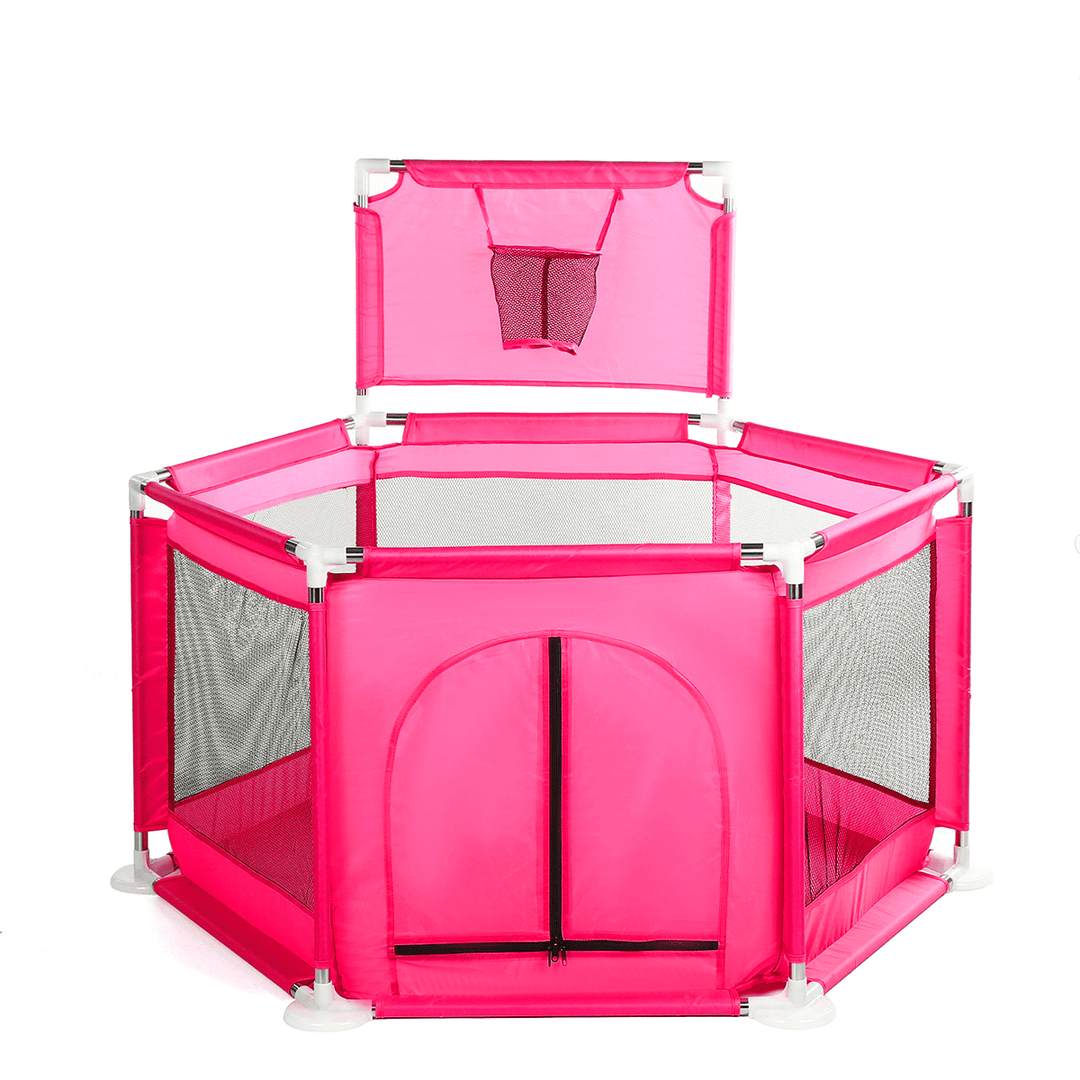 6 Sided Foldable Baby Playpen Playing House Interactive Kids Toddler Room with Safety Gate - MRSLM