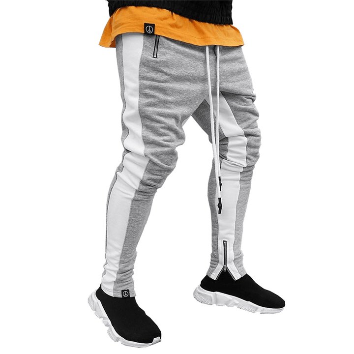 Long Trousers Zipper Men'S Trousers Sports Pants Running Pants Double Pocket Zipper Pants - MRSLM