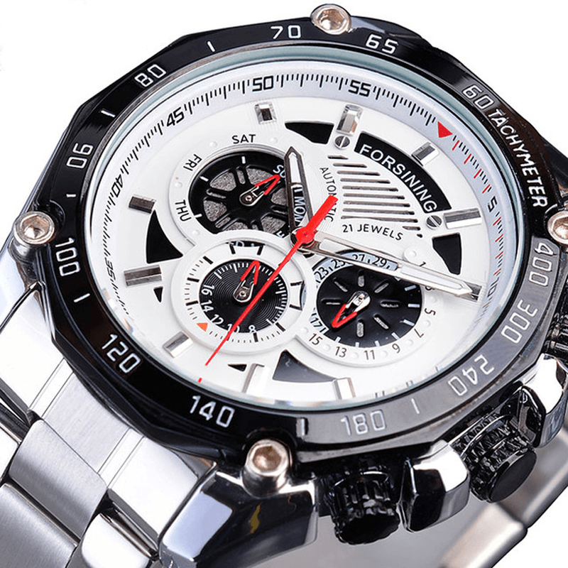 Forsining GMT1138 Fashion Men Watch Luminous Date Week Display Waterproof Mechanical Watch - MRSLM