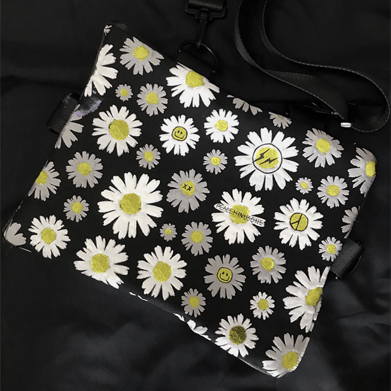 Women Daisy Casual Flower Nylon Crossbody Bag Shoulder Bag - MRSLM