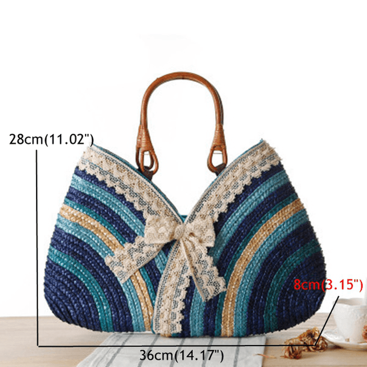 Women Lace Stylish Travel Straw Handbags Beach Bags - MRSLM