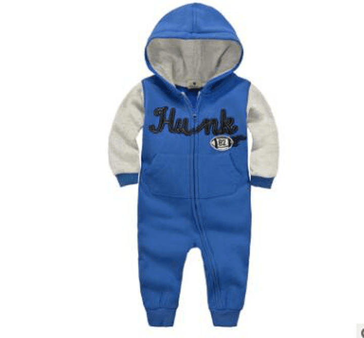 Baby Onesies Autumn and Winter Baby Clothes Baby plus Velvet Hood Long-Sleeved Romper Romper Children'S Clothing - MRSLM