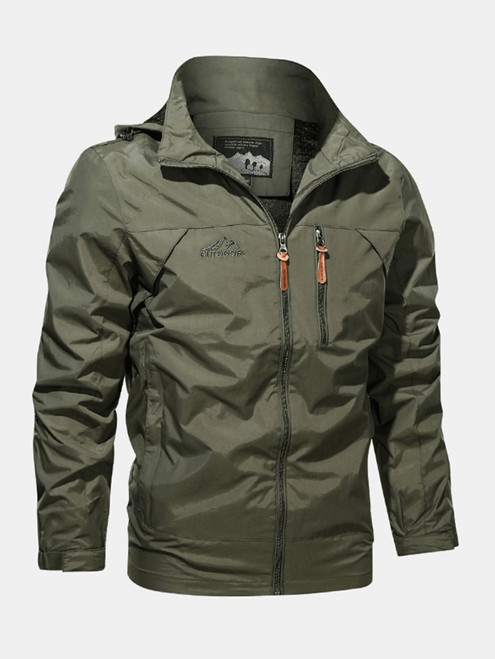 Mens Windproof Multi Pocket Windproof Waterproof Zipper Hooded Jacket - MRSLM