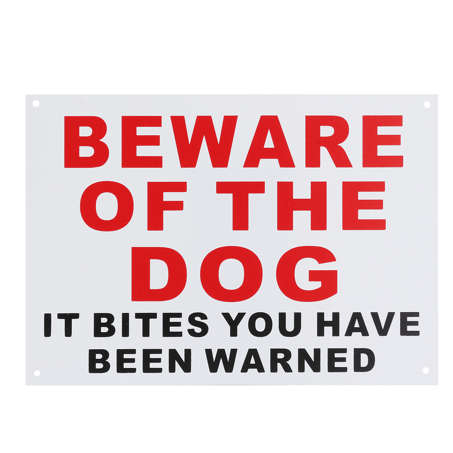 Beware of the Dog It Bites You Have Been Warned Plastic Sticker Security Wall Signs Waterproof - MRSLM