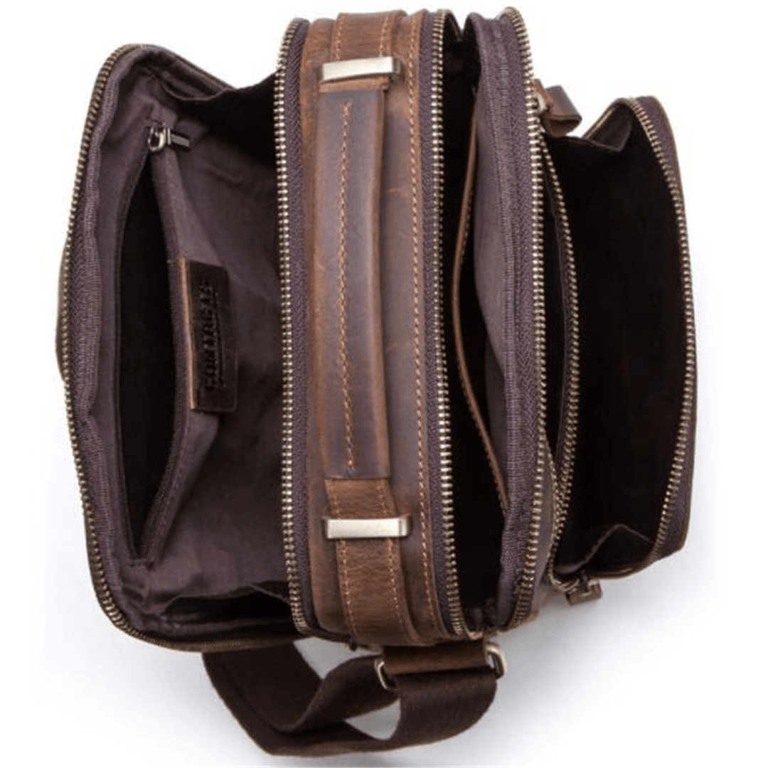 5L Men Genuine Leather Bag Briefcase Messenger Crossbody Shoulder Handbag Outdoor Travel - MRSLM