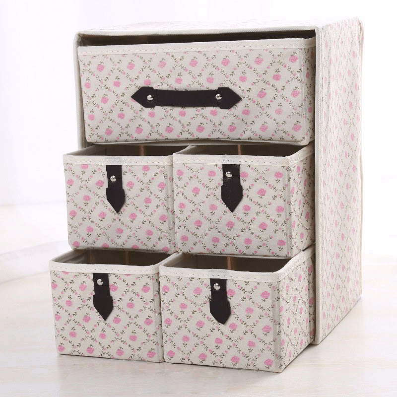 Three Layer Storage Box Five Drawer Non-Woven Underwear Cosmetic Makeup Sundries Organizer - MRSLM