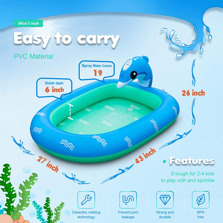 Dolphin Inflatable Water Jet Game Pool Lawn Game Pool - MRSLM