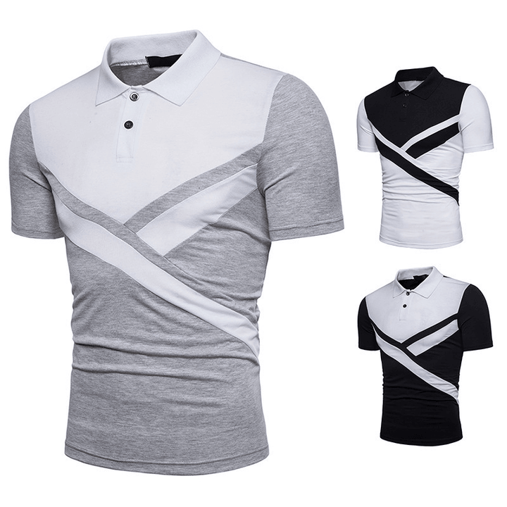 Irregular Stitching Short-Sleeved T-Shirt Polo Shirt - MRSLM