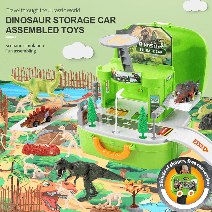 Assembled Dinosaur Car Simulation Tyrannosaurus Model with Map Scene Set - MRSLM