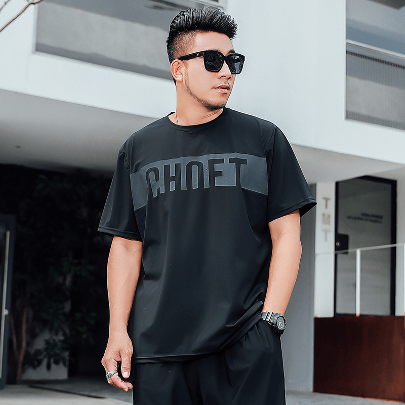 Silk Short-Sleeved Men'S Trend Loose and Cool T-Shirt - MRSLM