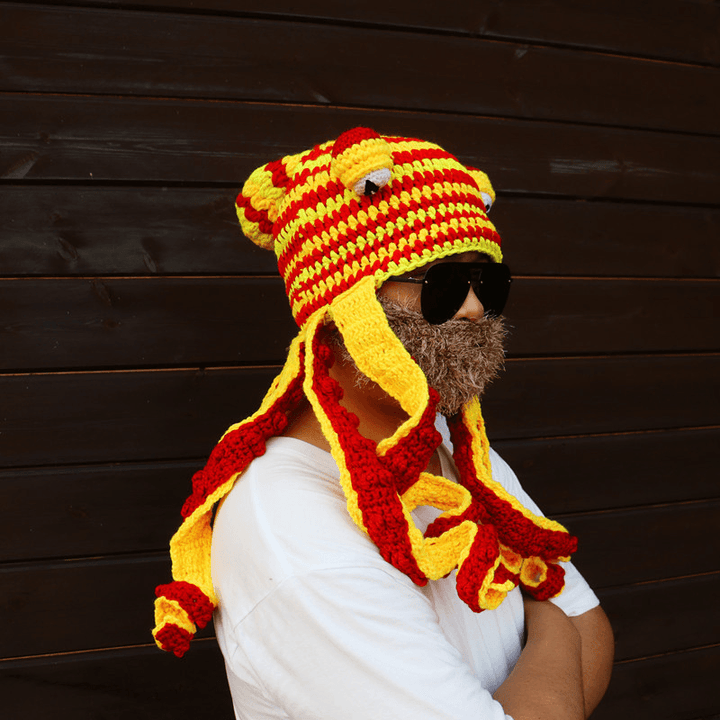 Octopus Hat Octopus Knitted Wool Hat plus Beard - MRSLM