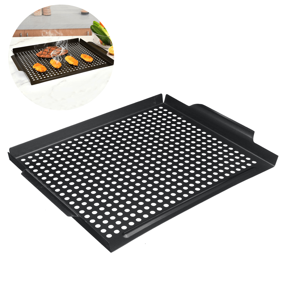 Non-Stick Steel Grilling Tray BBQ Frying Pan Baking Pan Outdoor Camping Picnic Cookware - MRSLM