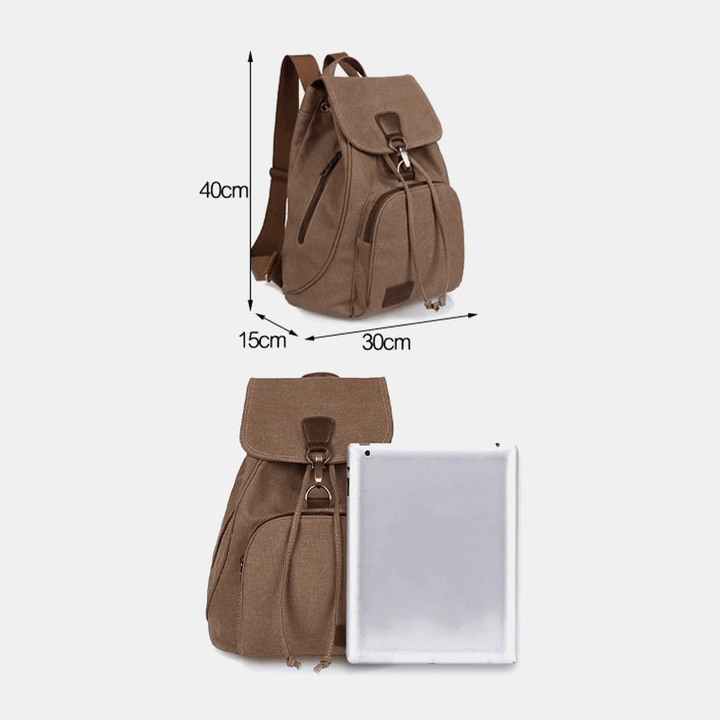 Unisex Canvas Drawstring Large Capacity Travel 15 Inch Multi-Carry Bag Backpack Shoulder Bag Handbag - MRSLM