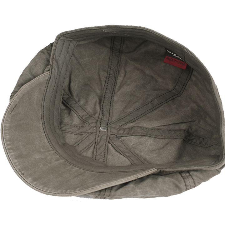 Mens Cotton Solid Sunscreen Newsboy Octagonal Hat - MRSLM