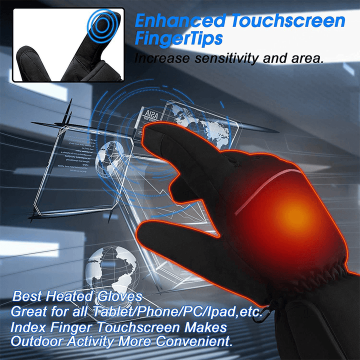 Unisex Touchscreen Battery Heated Windproof Warm Full-Finger Heating Gloves - MRSLM