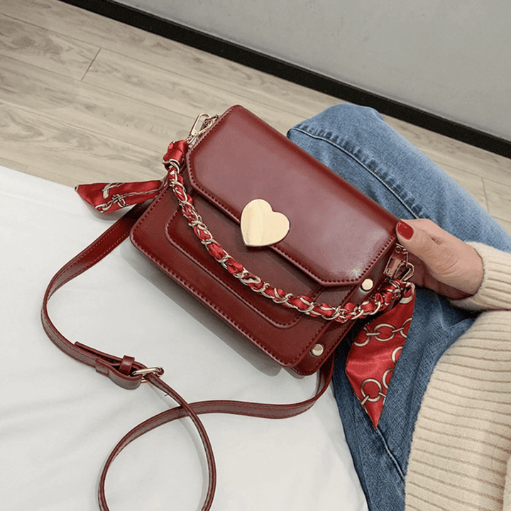 Women Fashion Ribbon Zipper Faux Leather Casual Crossbody Bag Shoulder Bag - MRSLM