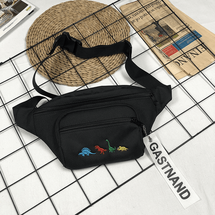 Men and Women Oxford Waist Bag Chest Bag Animal Embroidery Fanny Pack Chinese Style - MRSLM