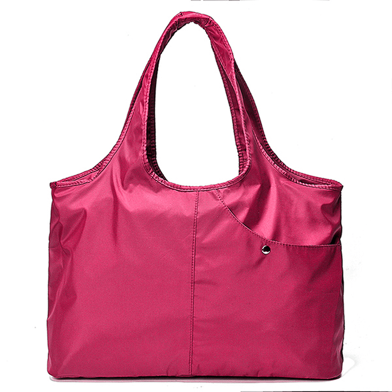 Women Nylon Handbag Solid Tote Bag Multi Pocket Shopping Bag - MRSLM