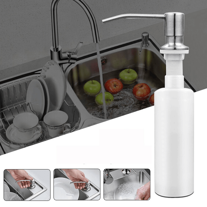 300Ml Stainless Steel Sink-Mounted Liquid Soap Dispenser Kitchen Bathroom Bottle - MRSLM