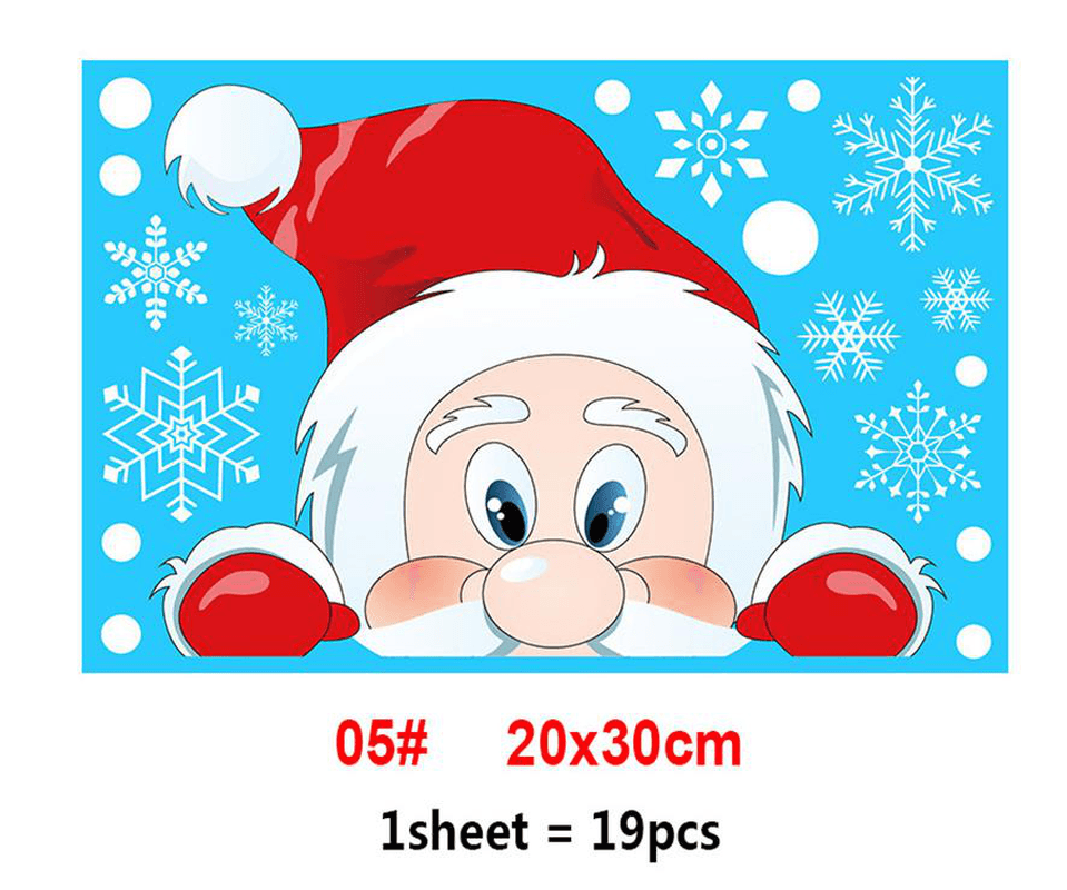 2020 Christmas PVC Static Sticker Santa Elk Window Removable Stickers Wall Decals New Year Party Glass Decor - MRSLM